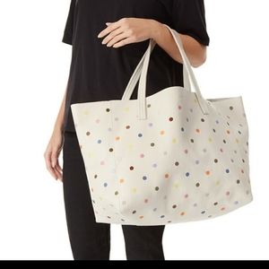 SOLD - Kurt Geiger Oversized XL Italian Leather Polka Dot Tote - "Viloet Tote"